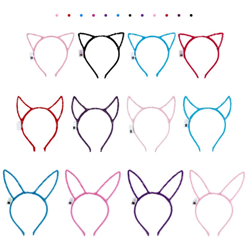 Aniwon LED Headband - 12PCS Light Up Cat Ear, Rabbit Ear, Unicorn Luminous Hair Accessories for Women, Girls, Kids - Christmas, Halloween Party Supplies - Image 5